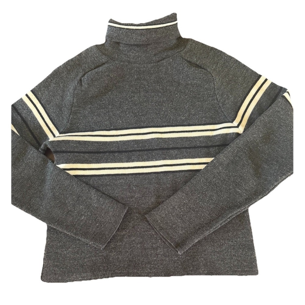 VTG Striped Sweater Gray Turtleneck Grunge 90s Skater Sk8 Retro Small